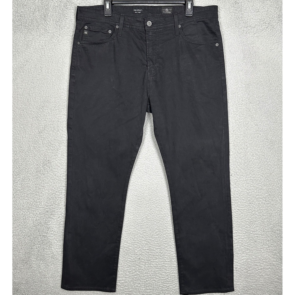 AG Adriano Goldschmied Jeans Mens 36X32 The Everett Slim Straight Black Denim